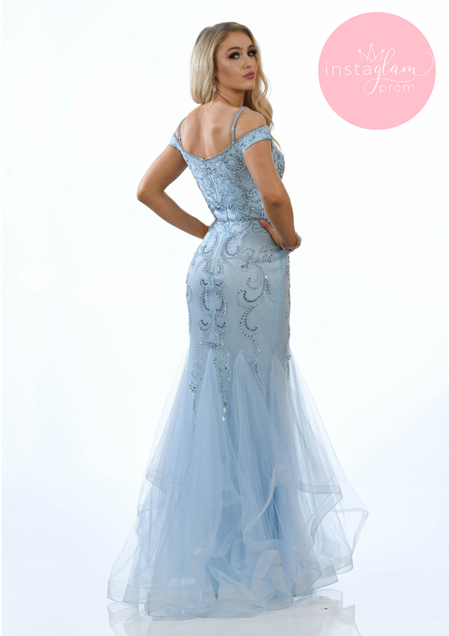 Orianna ruffled fishtail prom/ evening dress