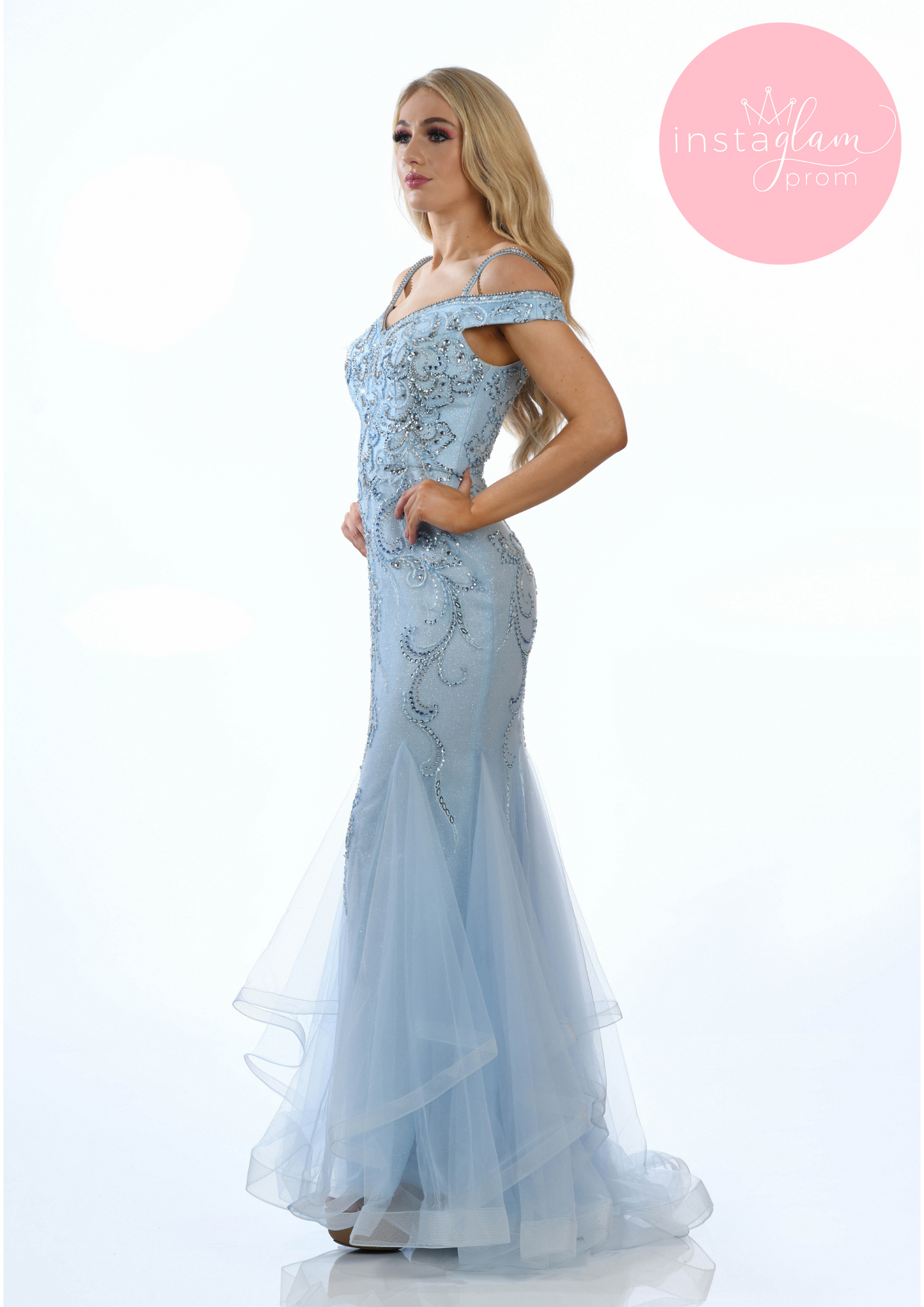 Orianna ruffled fishtail prom/ evening dress