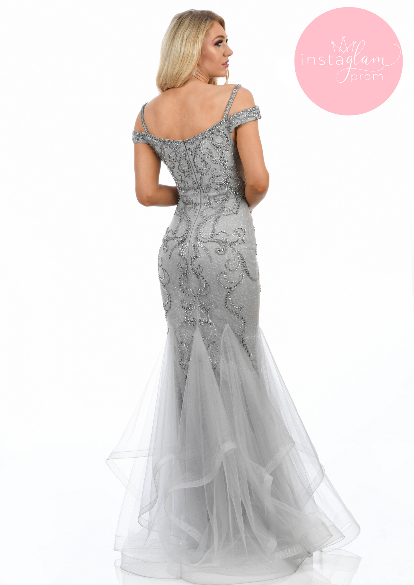 Orianna ruffled fishtail prom/ evening dress