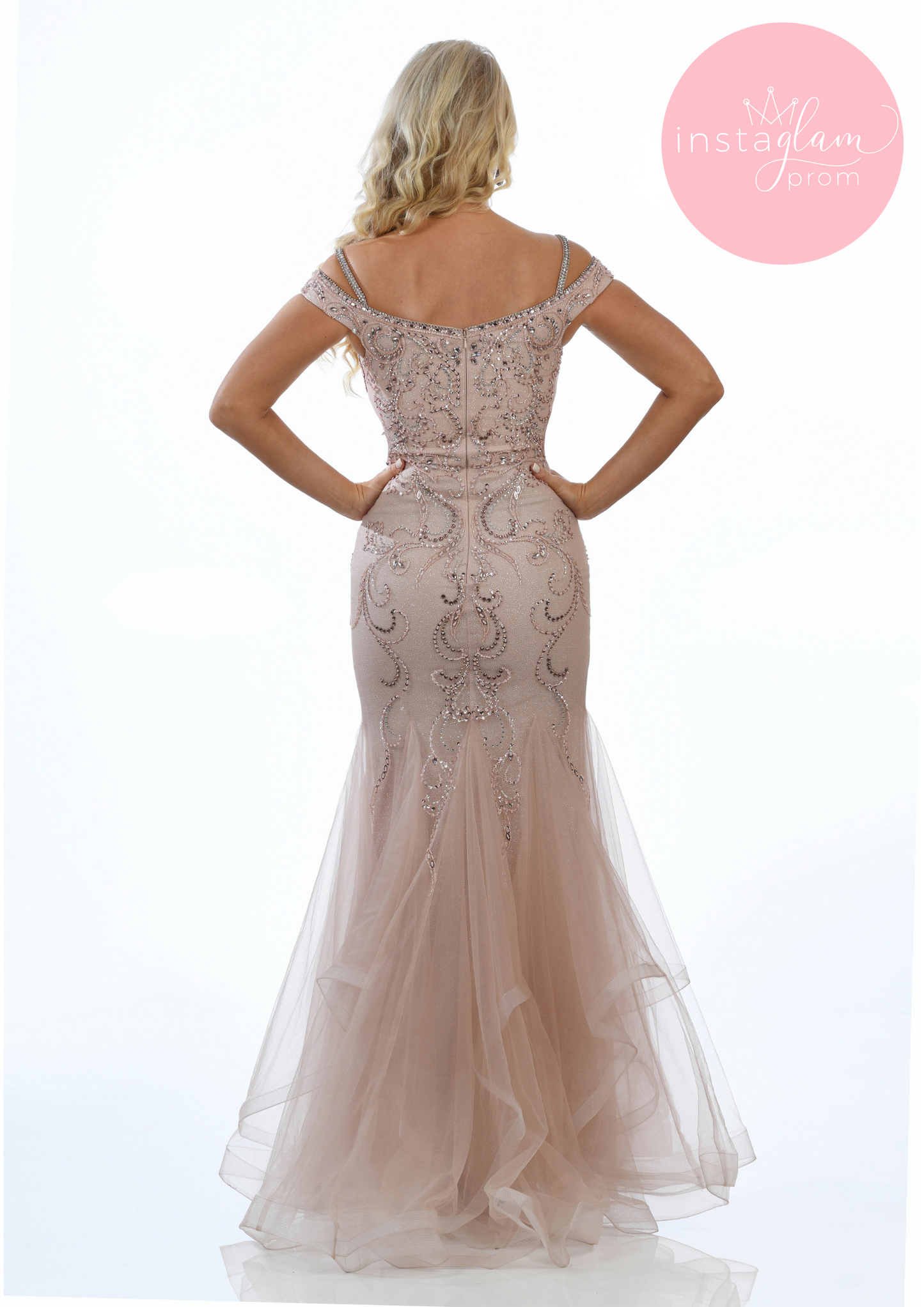 Orianna ruffled fishtail prom/ evening dress