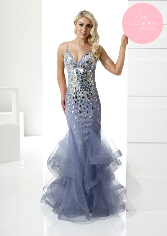 Ink blue fishtail prom/ evening dress- style AF21404