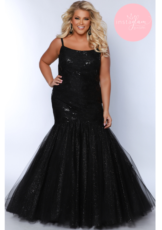 Black Plus Size Fishtail Prom / Evening Dress