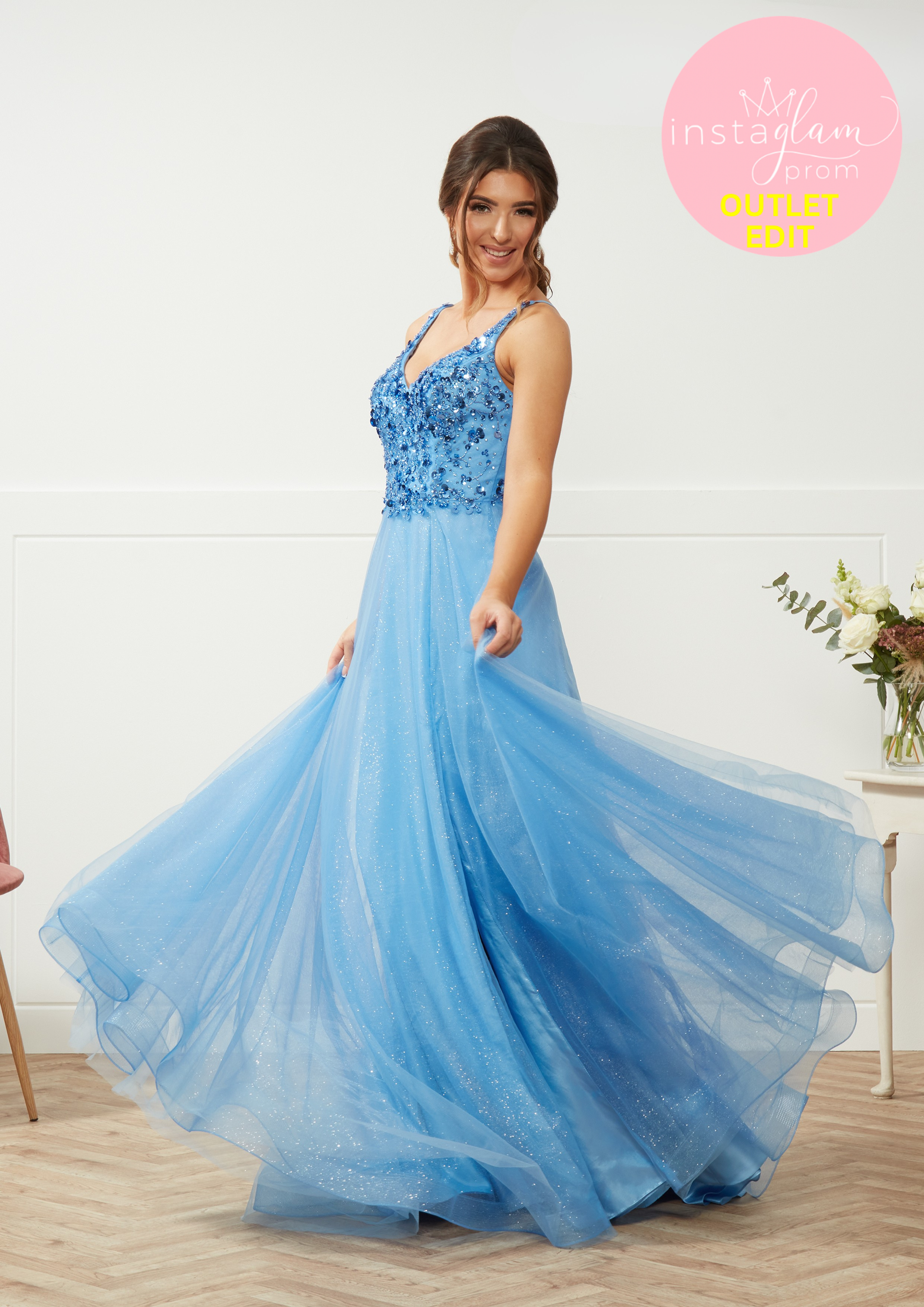 Aline Prom/ evening dress with beaded bodice & leg split- Style AF4336