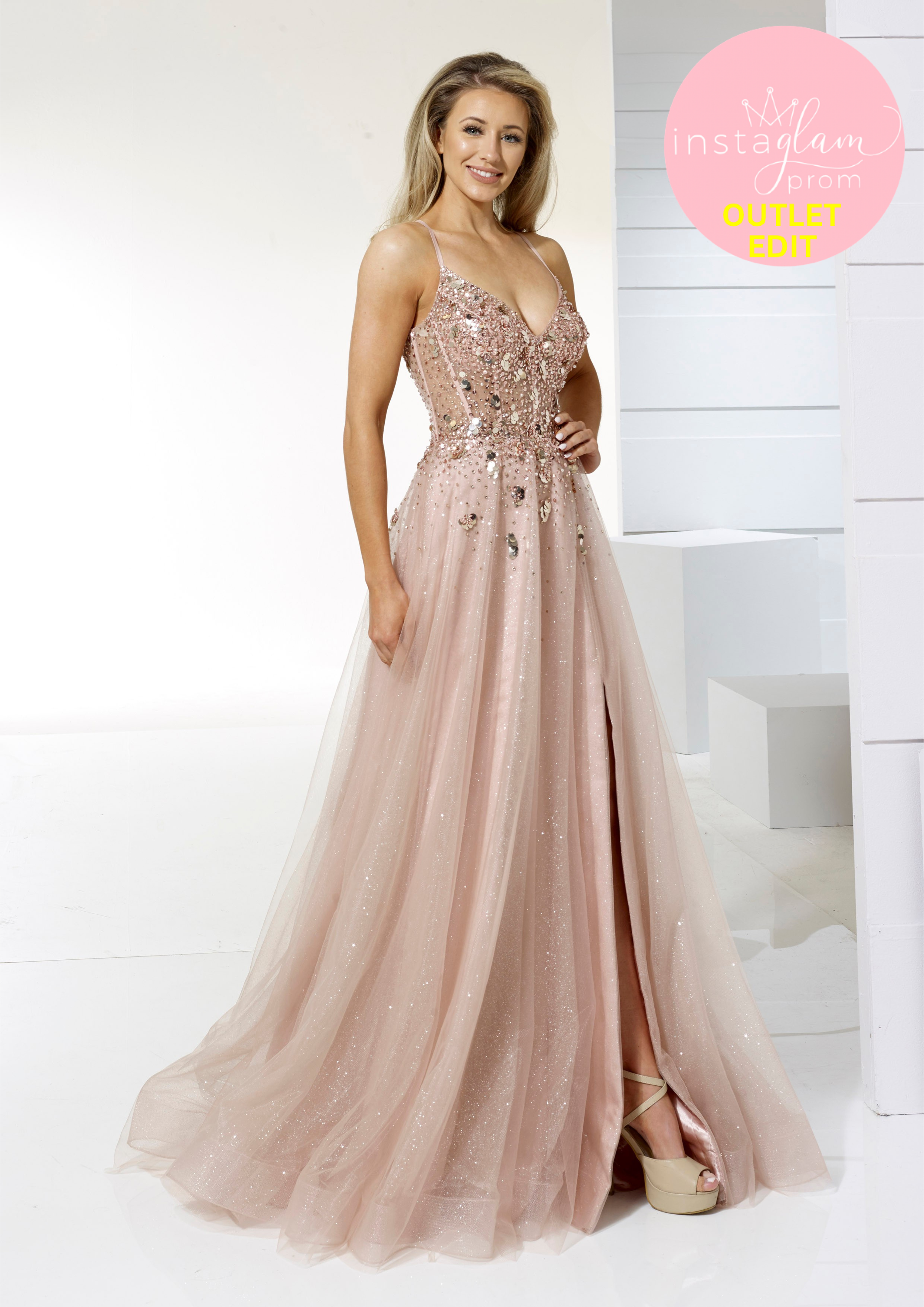 Aline prom/ evening dress with leg split- style AF42211