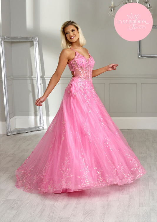 Liss ballgown prom/ evening dress with corset boned bodice