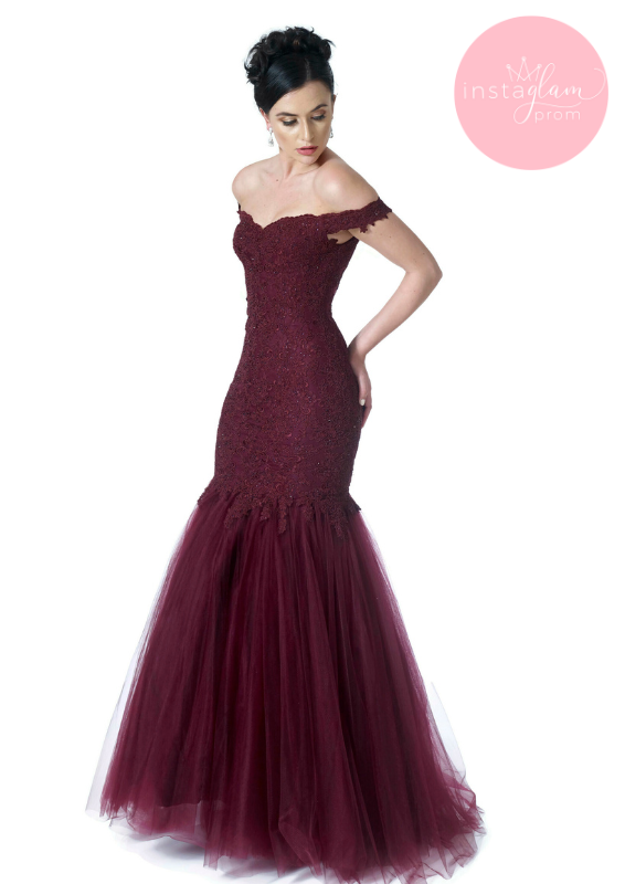 Wine fishtail prom/ evening dress -style AF18324