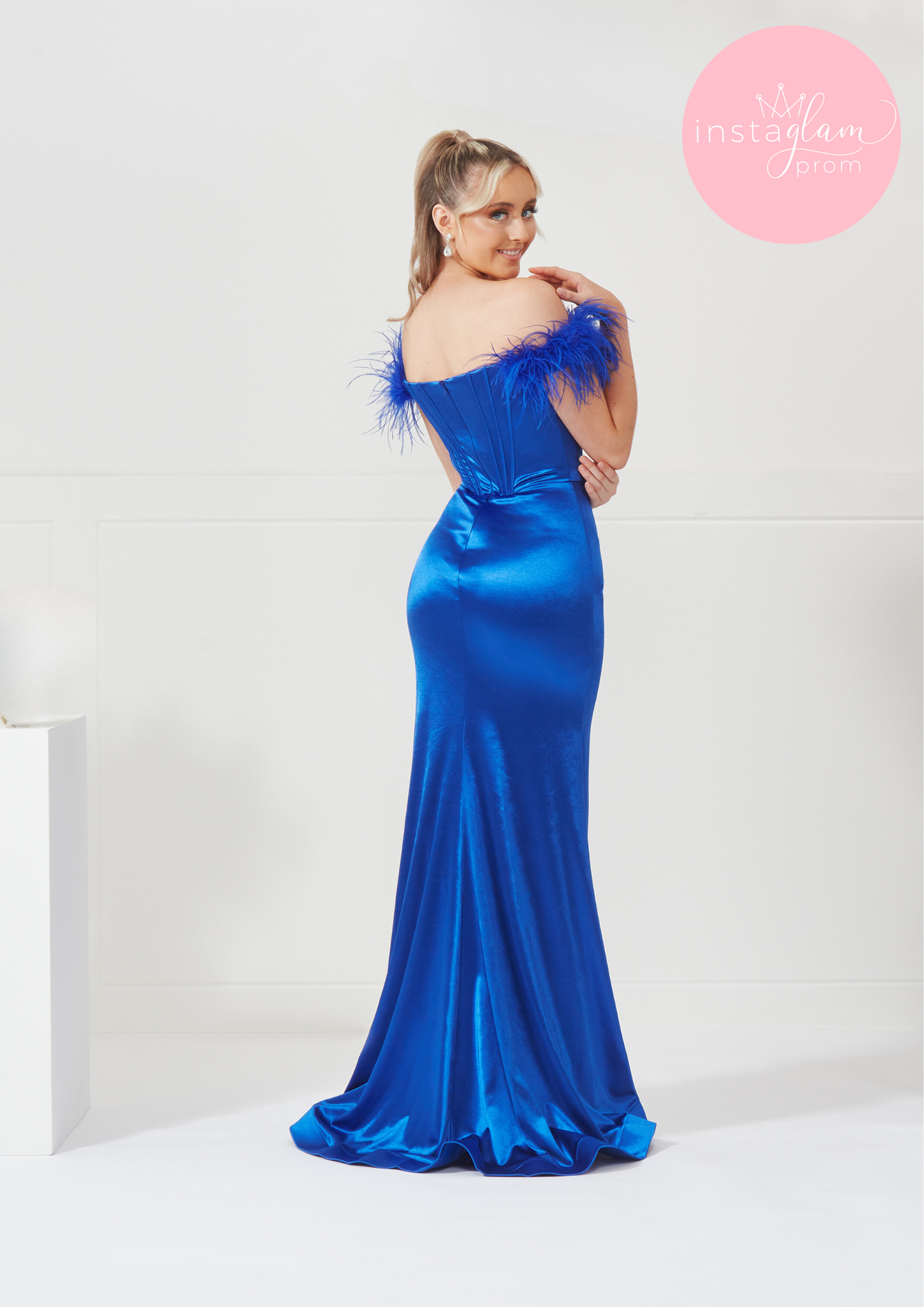 Satin off the shoulder full length prom/ evening dress-style AF3308