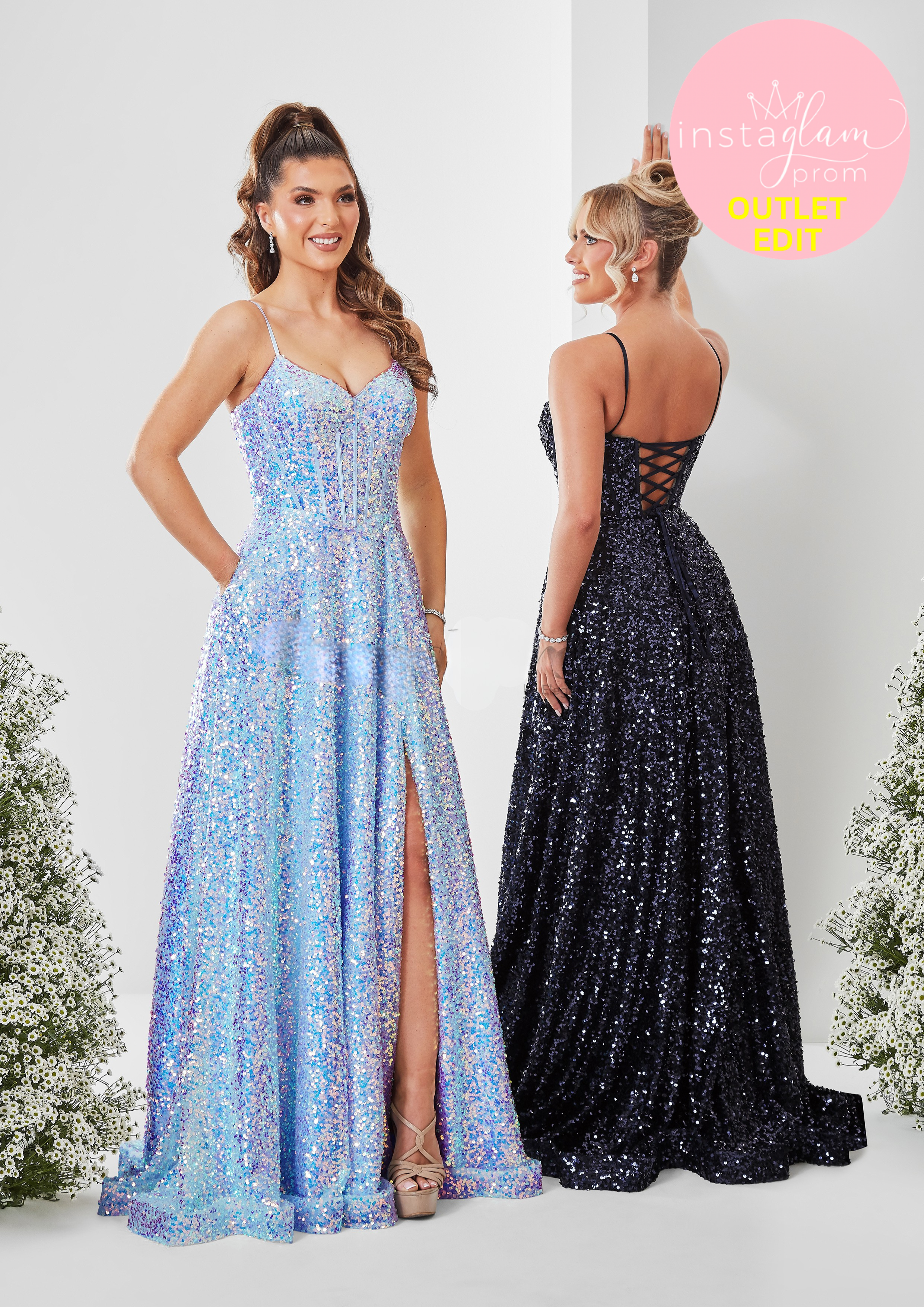 Aline sequin prom / evening dress with boned &nbsp;bodice and corset back- Style AF5319