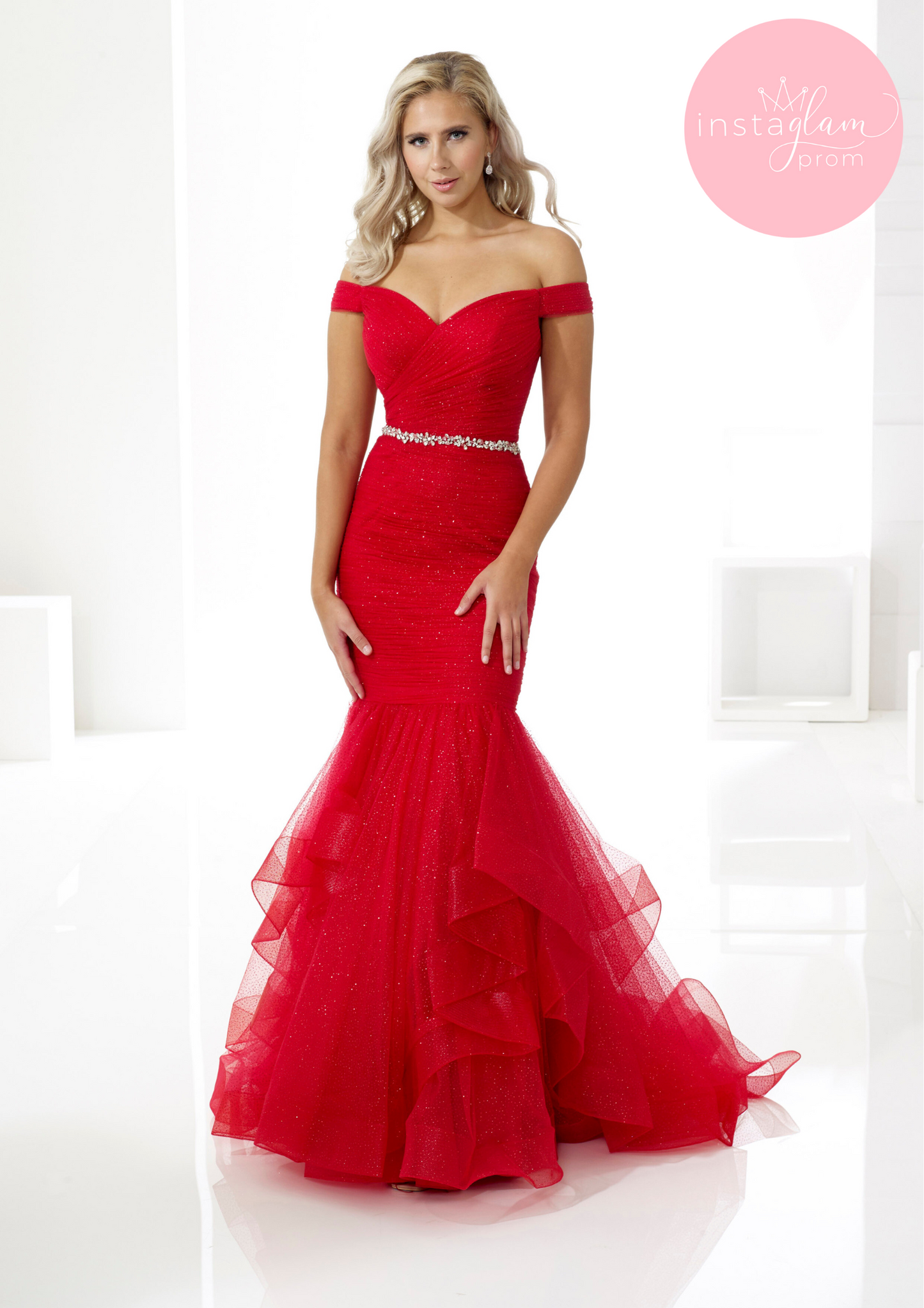 Red fishtail prom/ evening dress -style AF20468