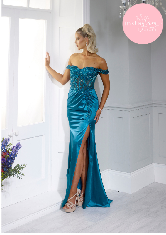 Off the shoulder fitted prom/ evening dress- style AF3444