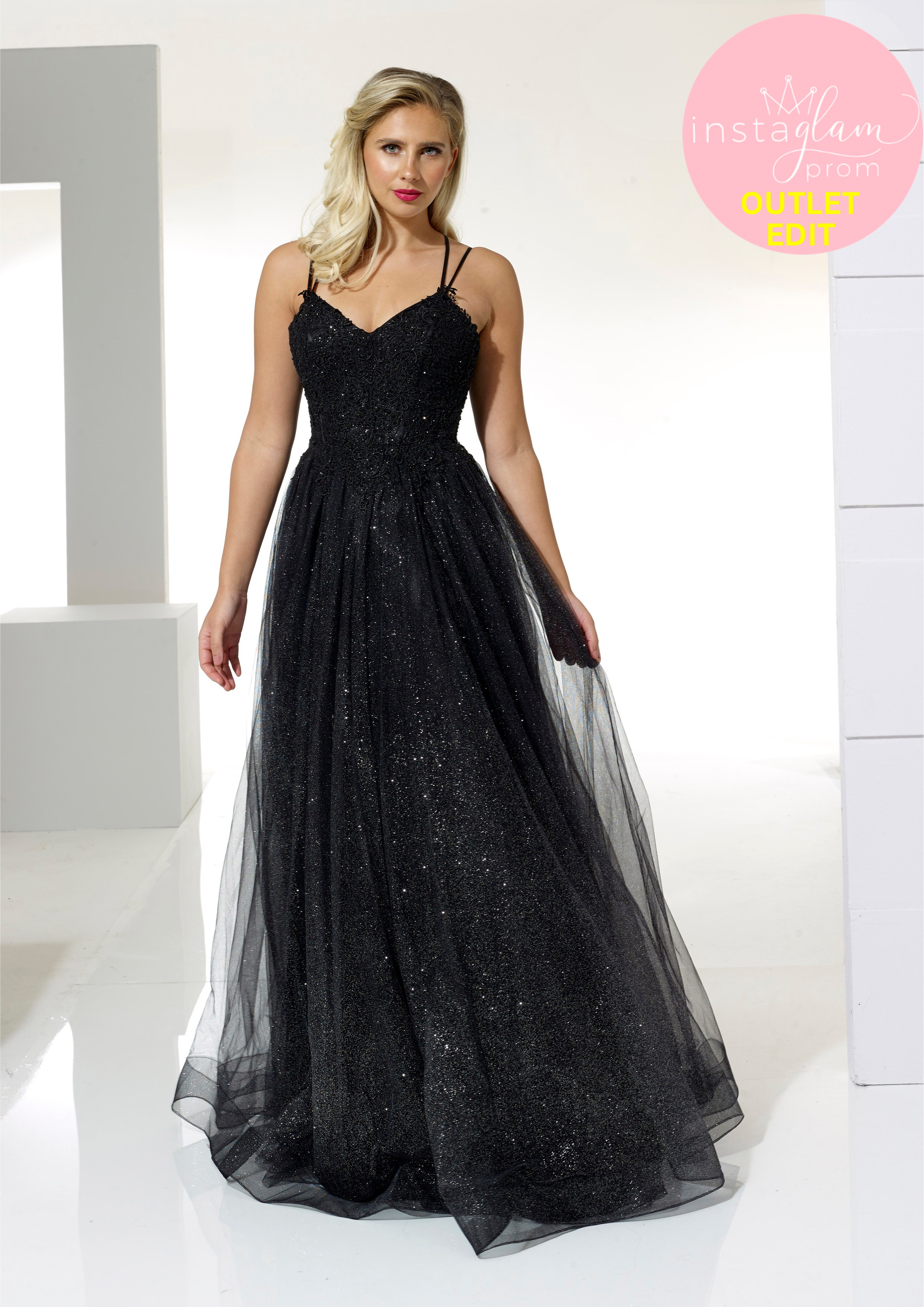 Ball gown Prom/ evening dress with glitter skirt and lace bodice- Style AF22213