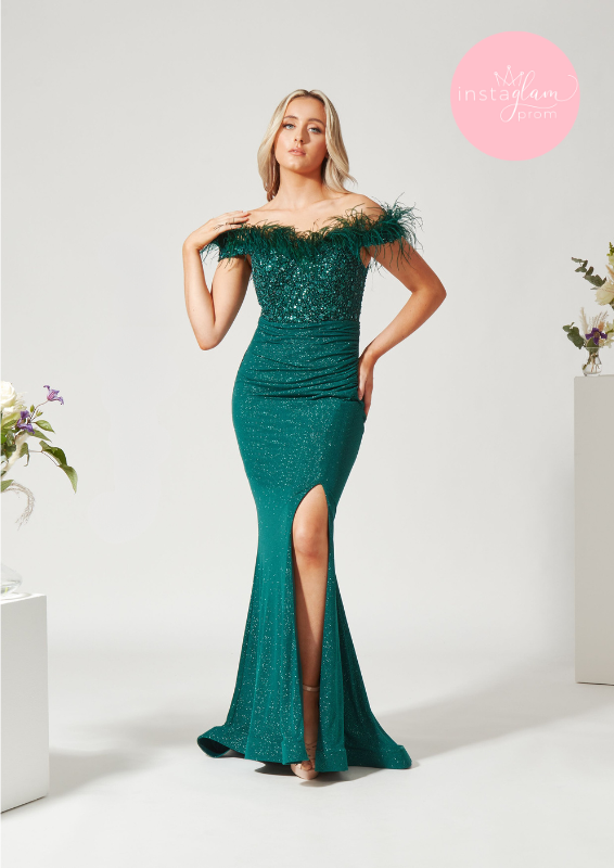 Glitter fabric off the shoulder prom/ evening dress -style AF4327