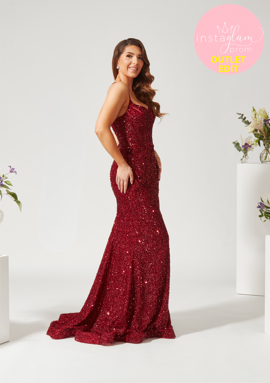 Fitted sequinned Prom/ evening dress corset back- Style AF4328