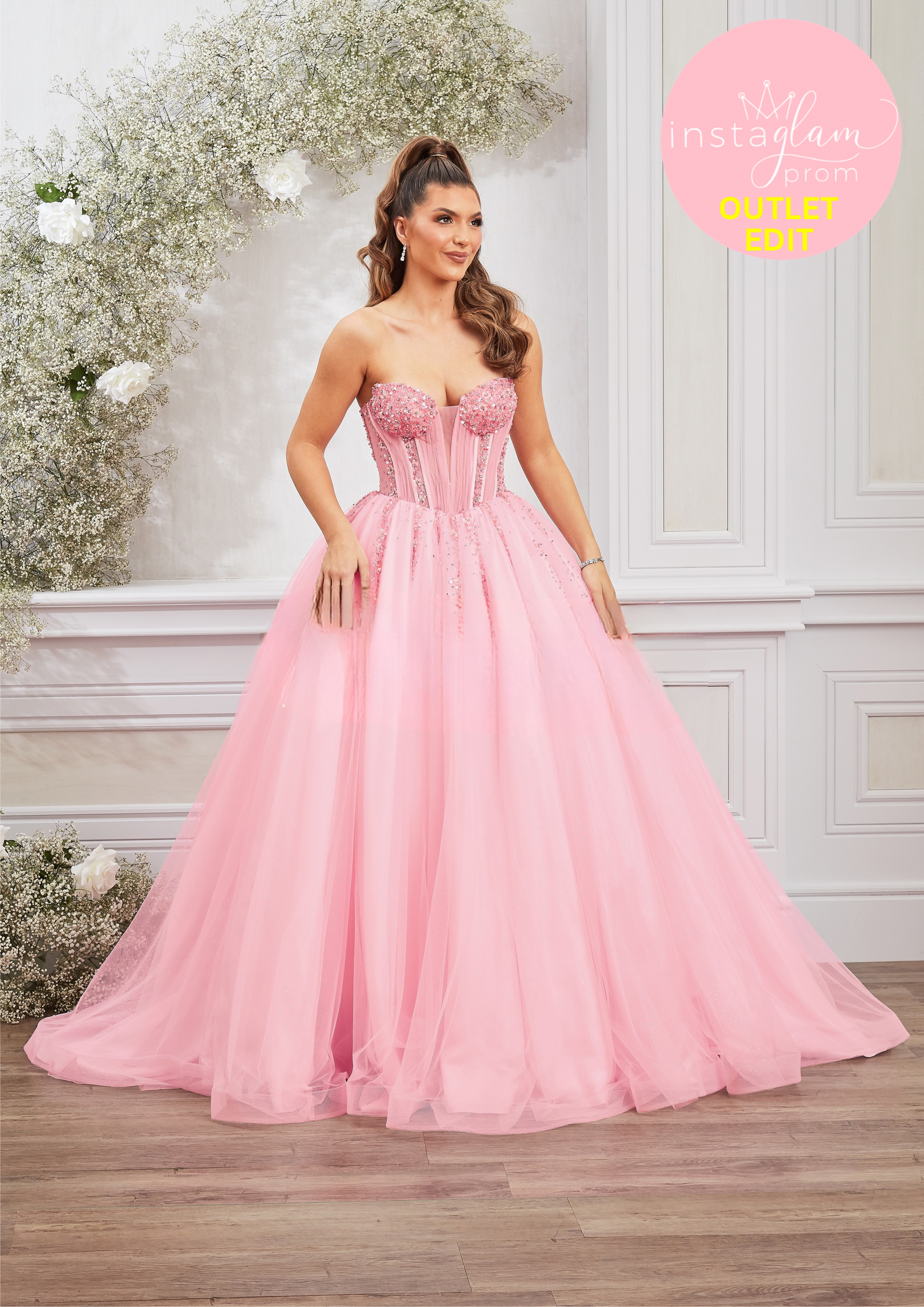 Ballgown Prom dress with boned bodice and corset back- Style AF5606