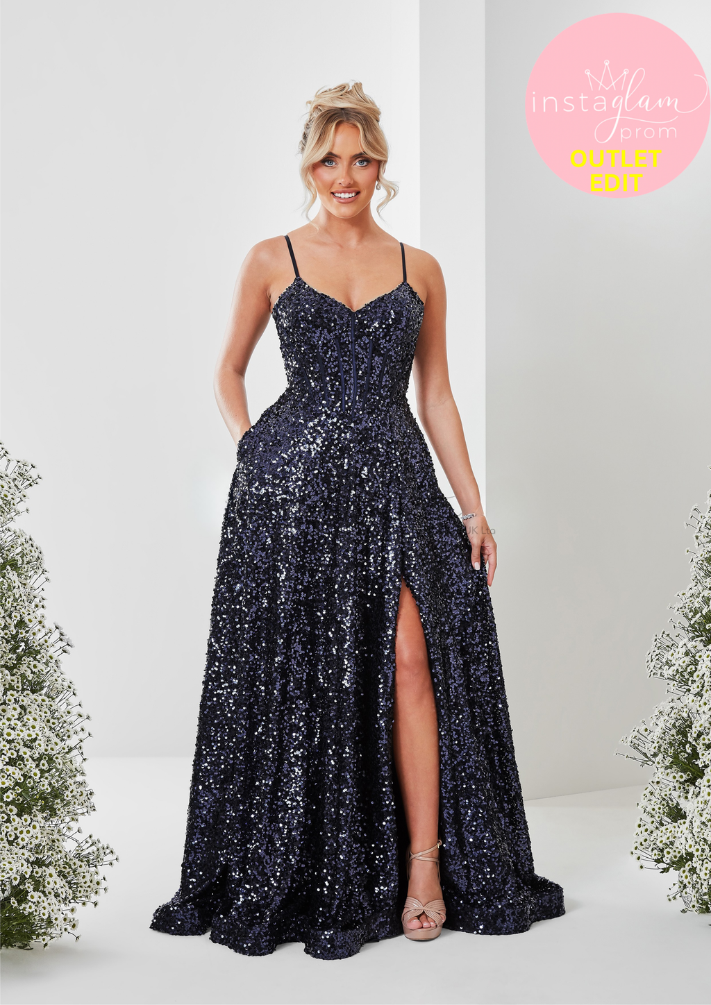 Aline sequin prom / evening dress with boned &nbsp;bodice and corset back- Style AF5319