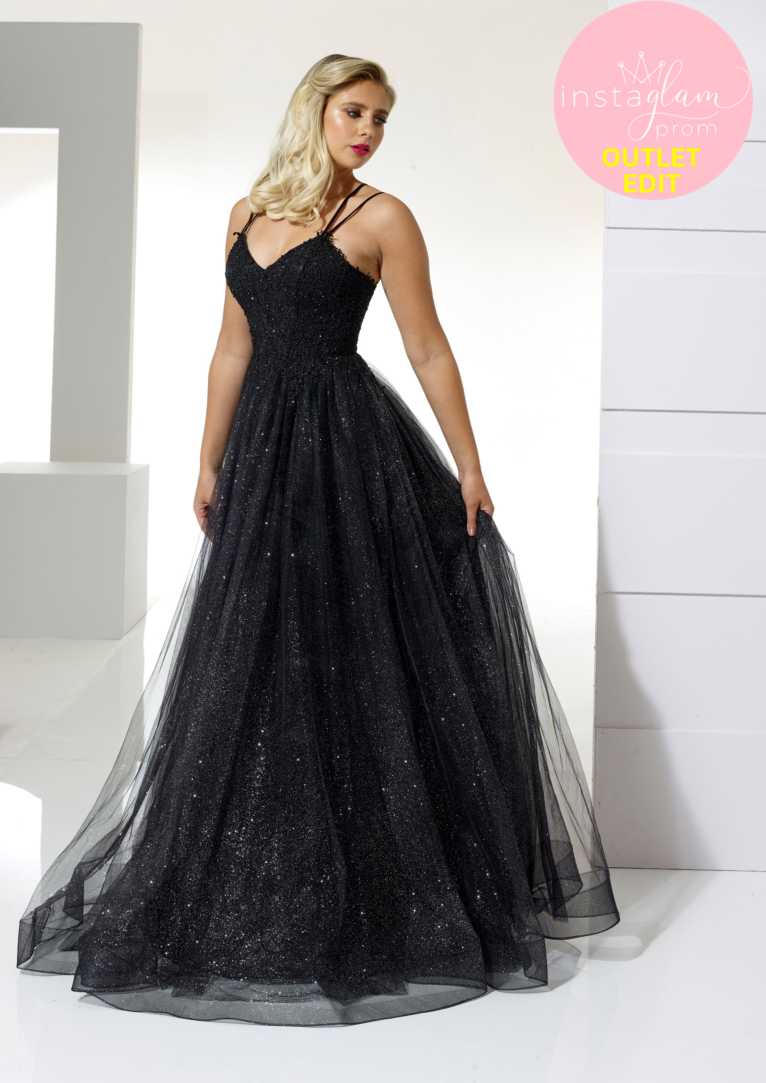 Ball gown Prom/ evening dress with glitter skirt and lace bodice- Style AF22213