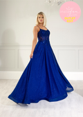 Aline glitter fabric prom dress with boned sheer bodice and leg split- Style AF4744
