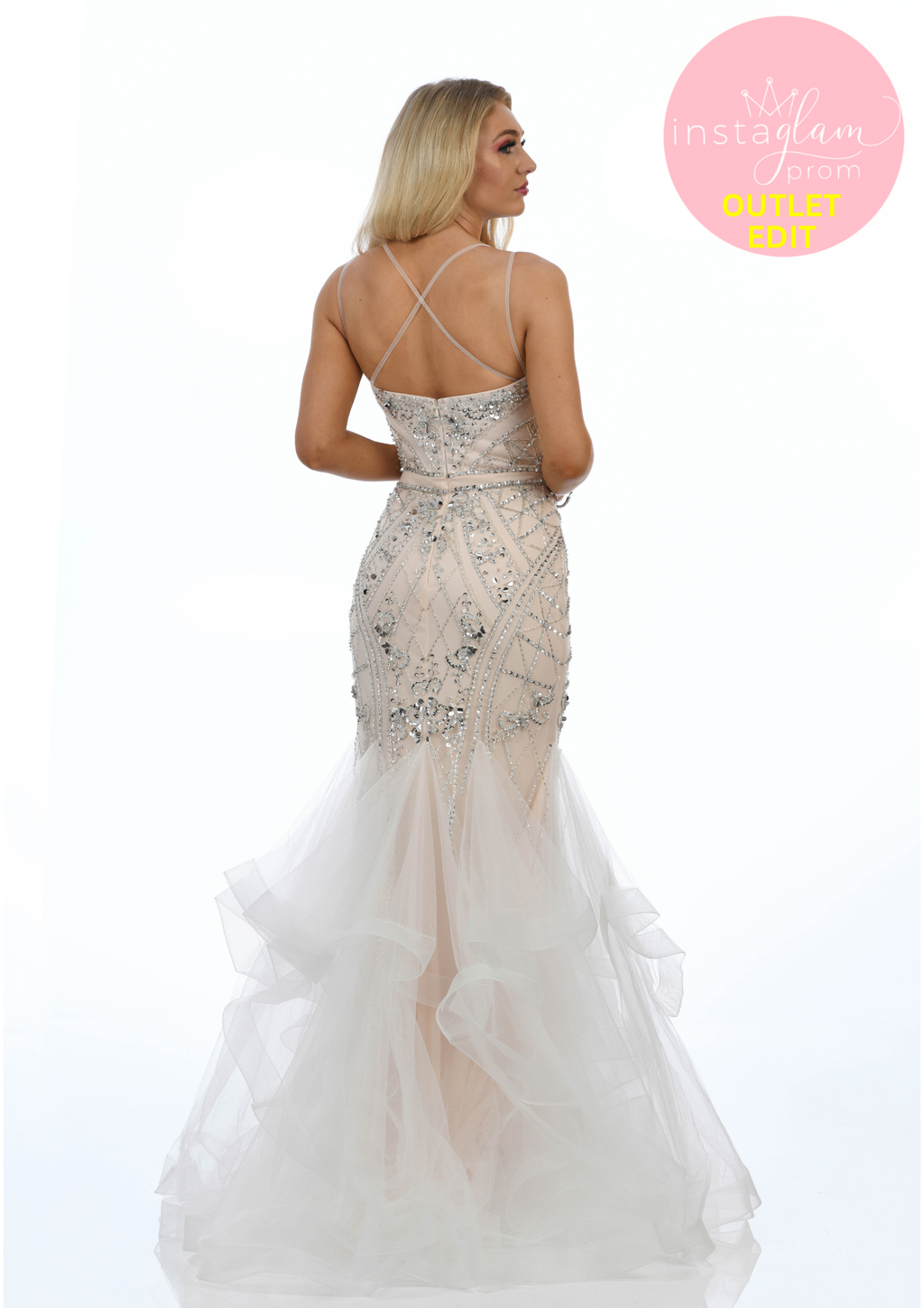 Champagne beaded fishtail prom/ evening dress -style AF20426