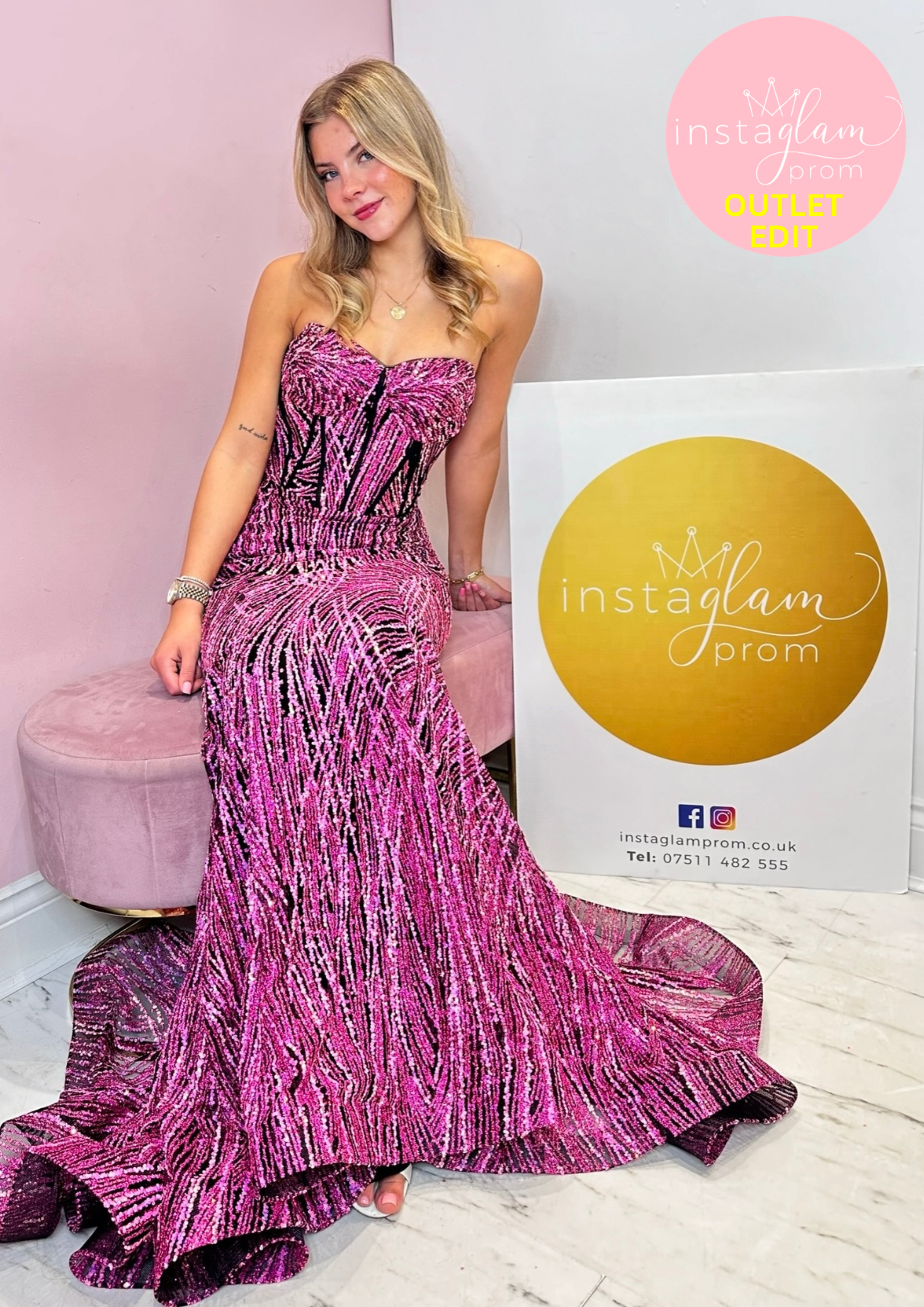 Fitted Prom/ evening dress with glitter detail and corset back- Style AF5428