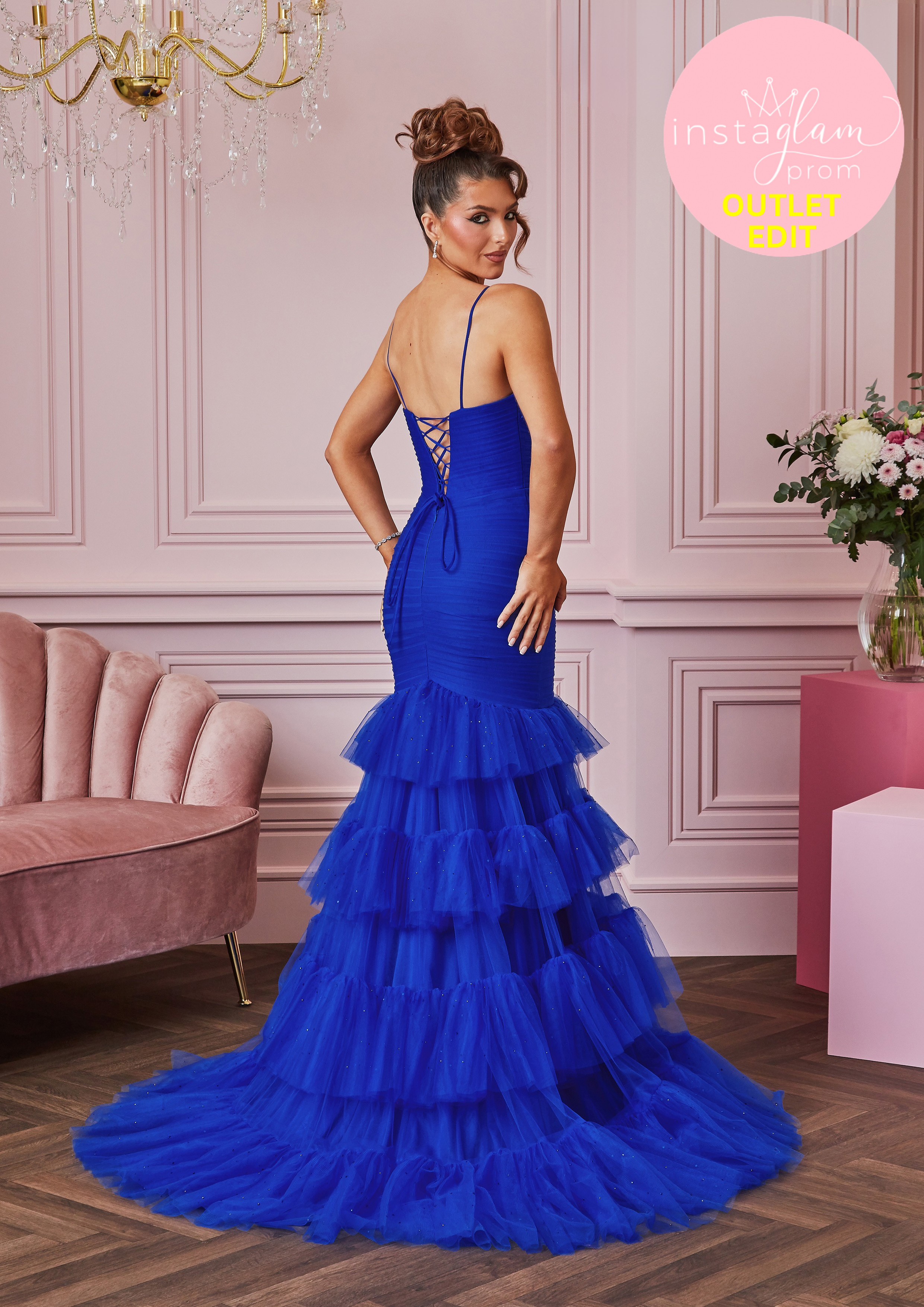 Fishtail prom/ evening dress with leg split corset back- Style AF5502