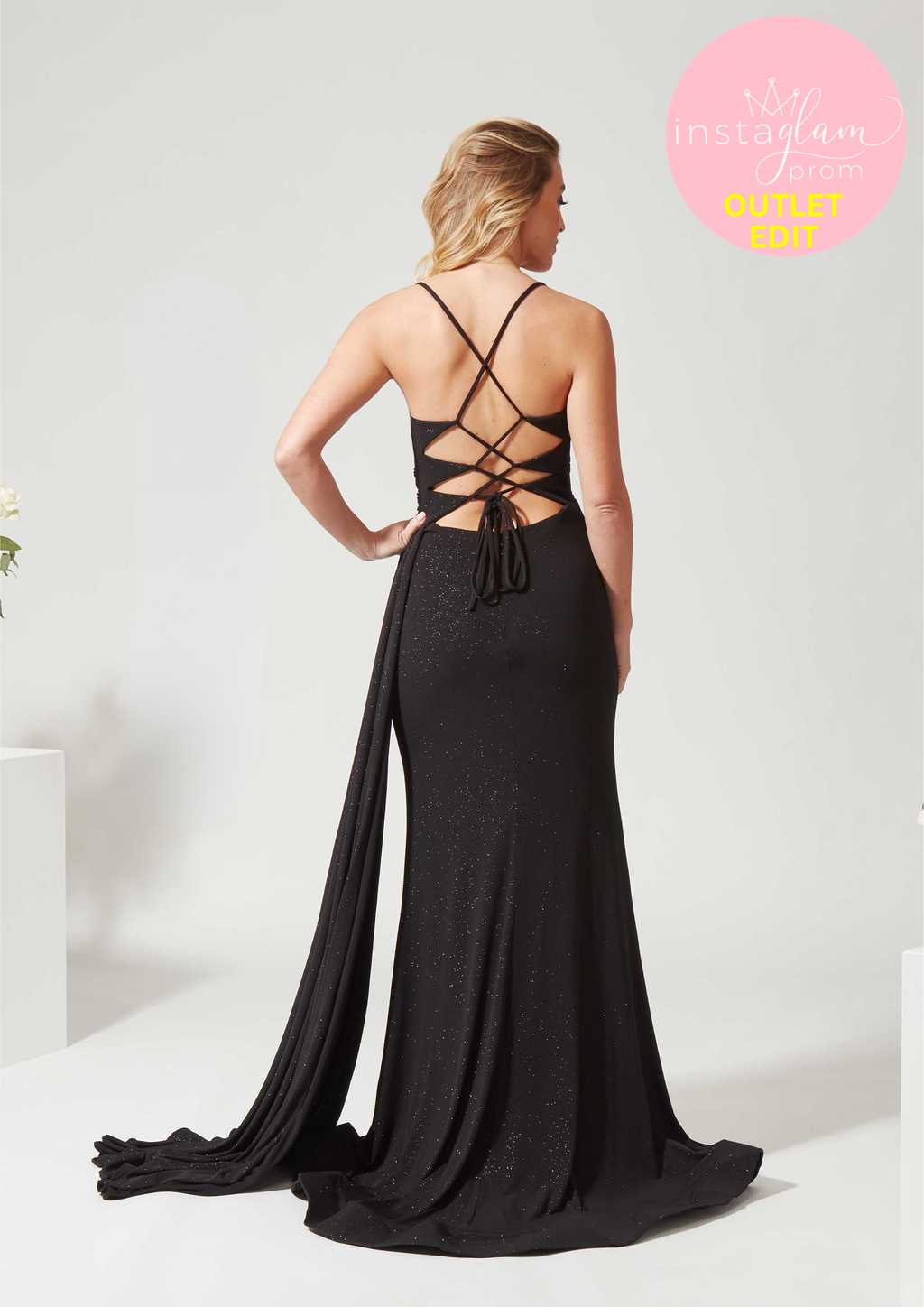 Fitted Prom/ evening dress with corset back and side train - Style AF4326