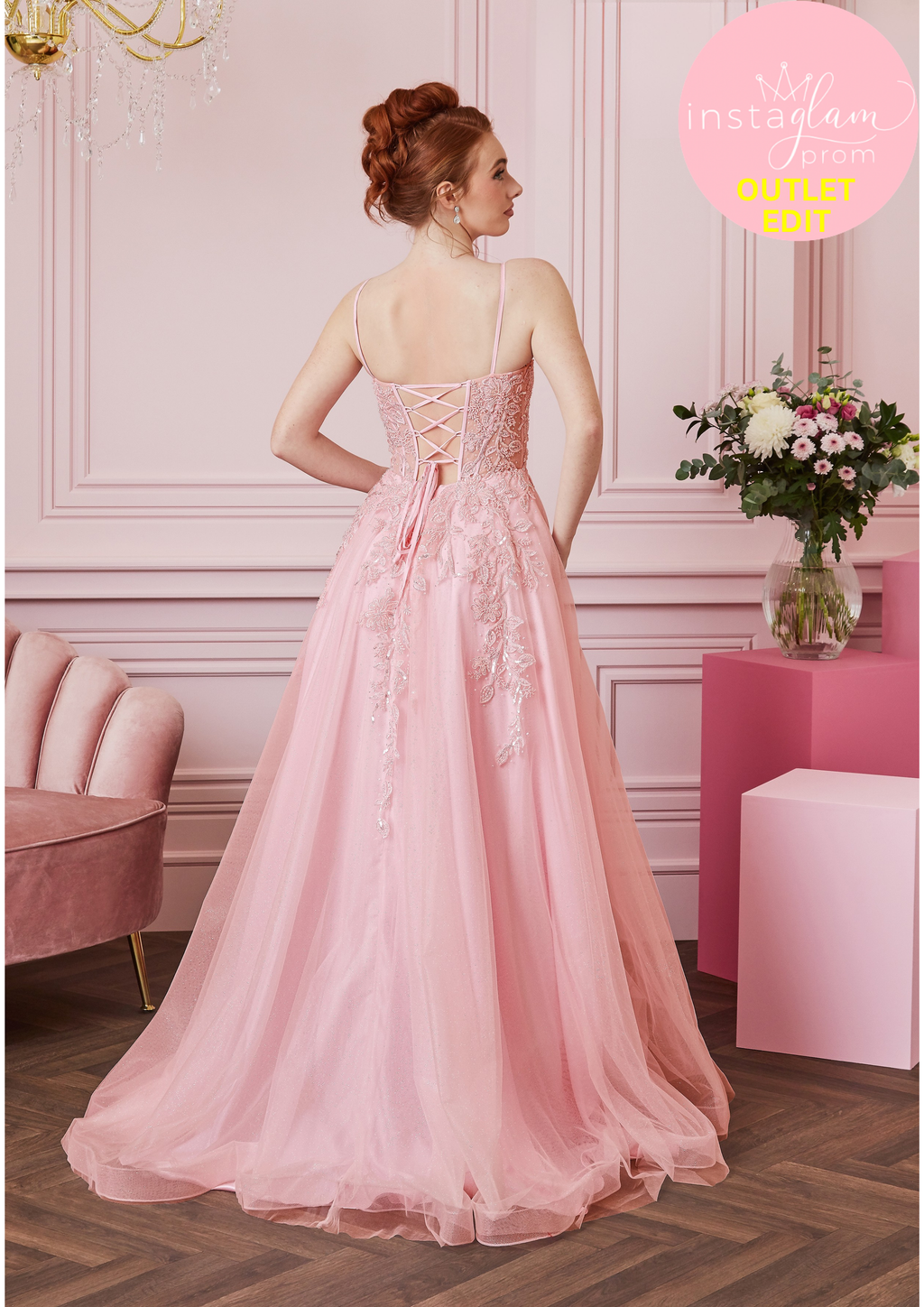 Detailed a-line prom dress with leg split- Style 5412