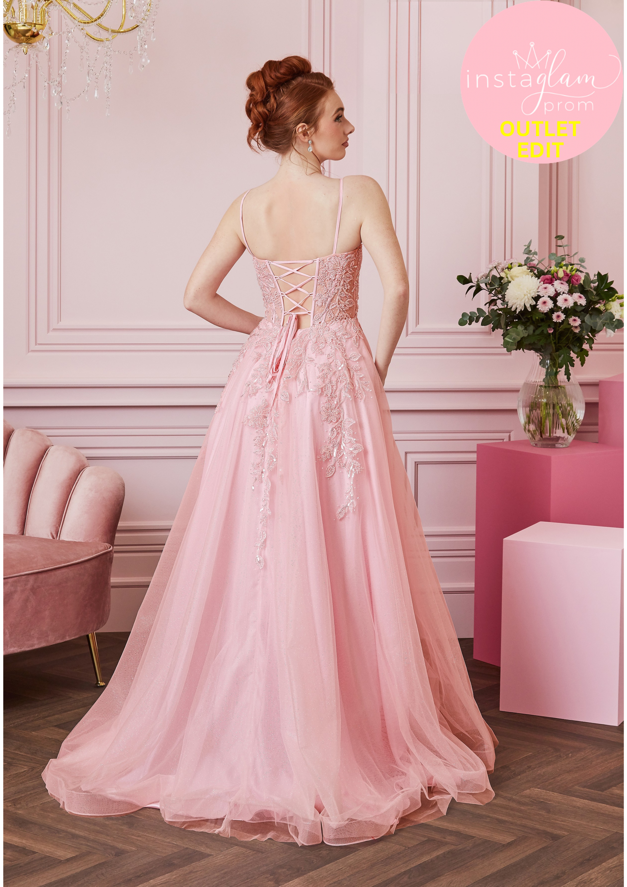 Detailed a-line prom dress with leg split- Style 5412