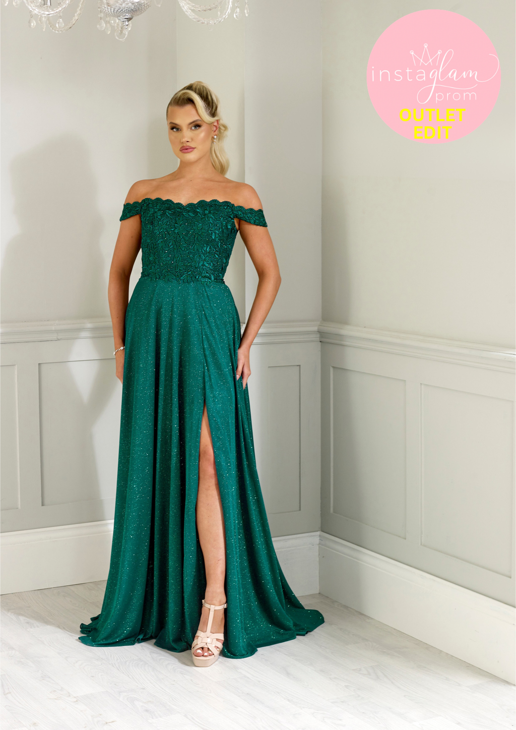Off the shoulder aline with high back and leg slit -style AF9844
