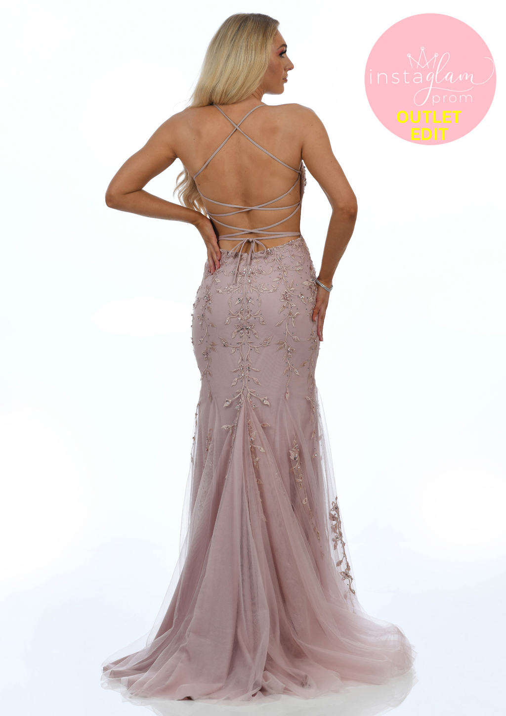 Rose / Sand fitted fishtail prom / evening dress -style AF20441