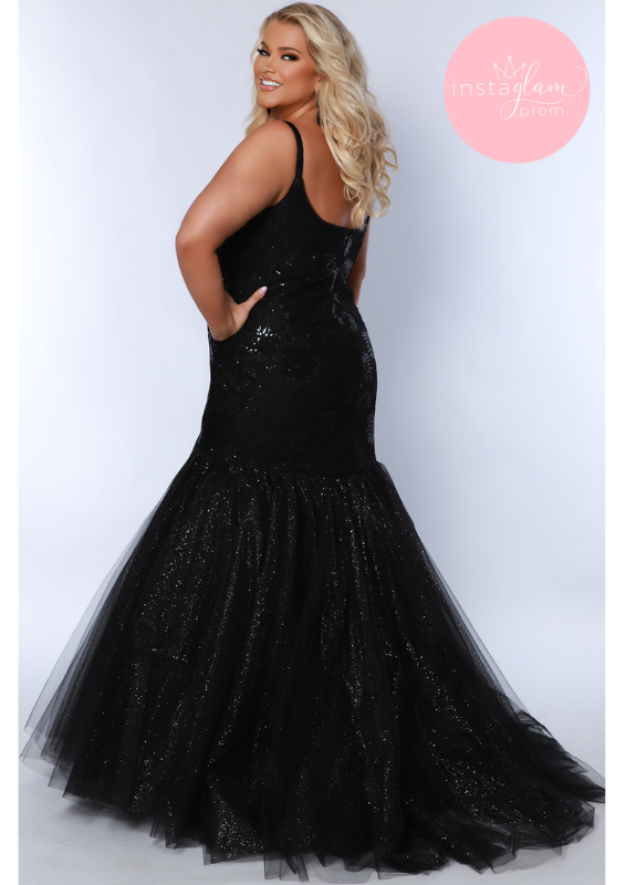 Black Plus Size Fishtail Prom / Evening Dress