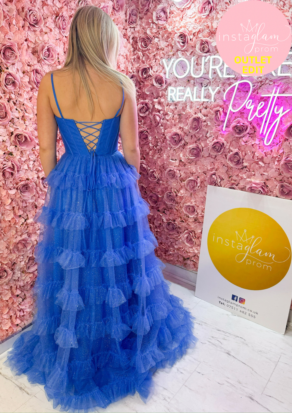 Periwinkle tiered A-line prom dress - Style AF5515