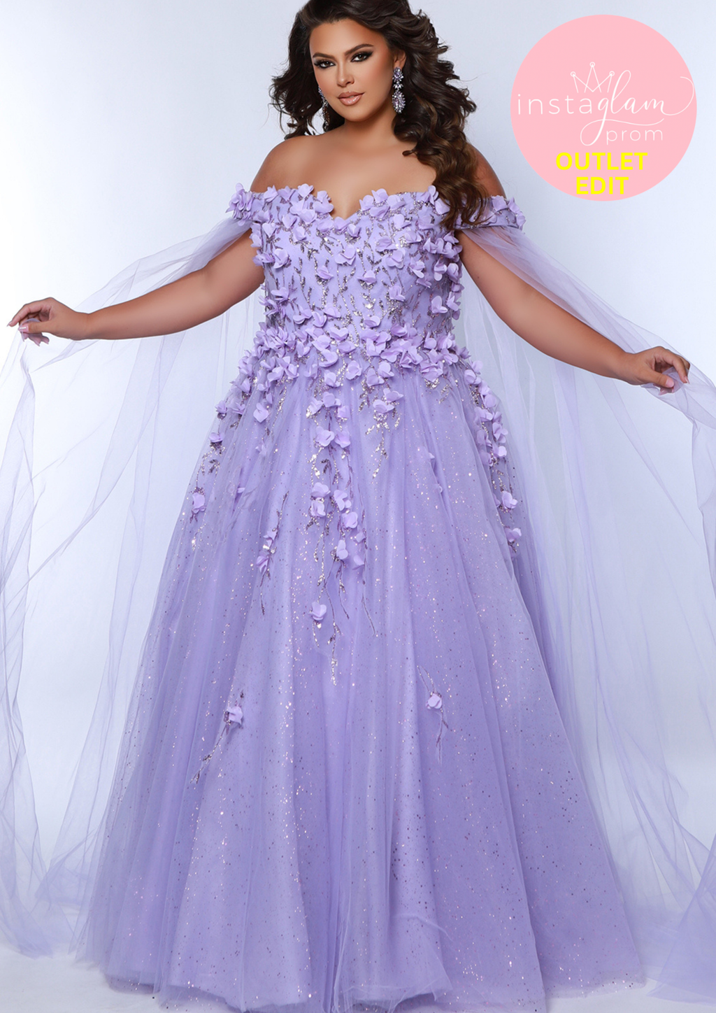 Off the shoulder plus size prom / evening dress