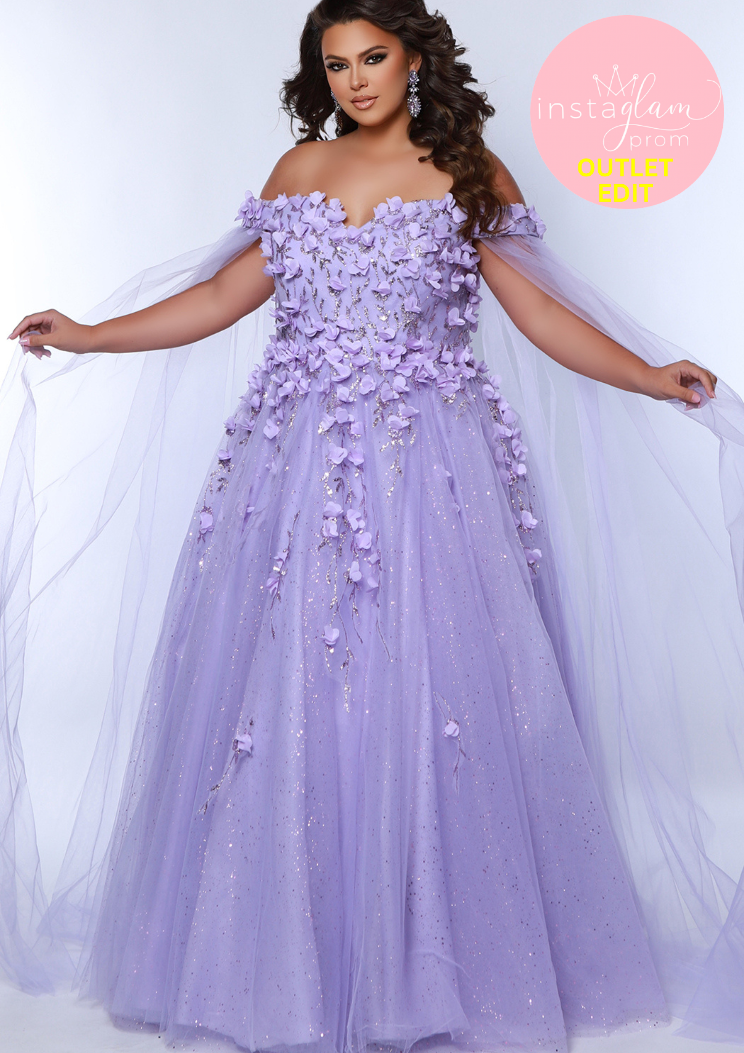 Off the shoulder plus size prom / evening dress