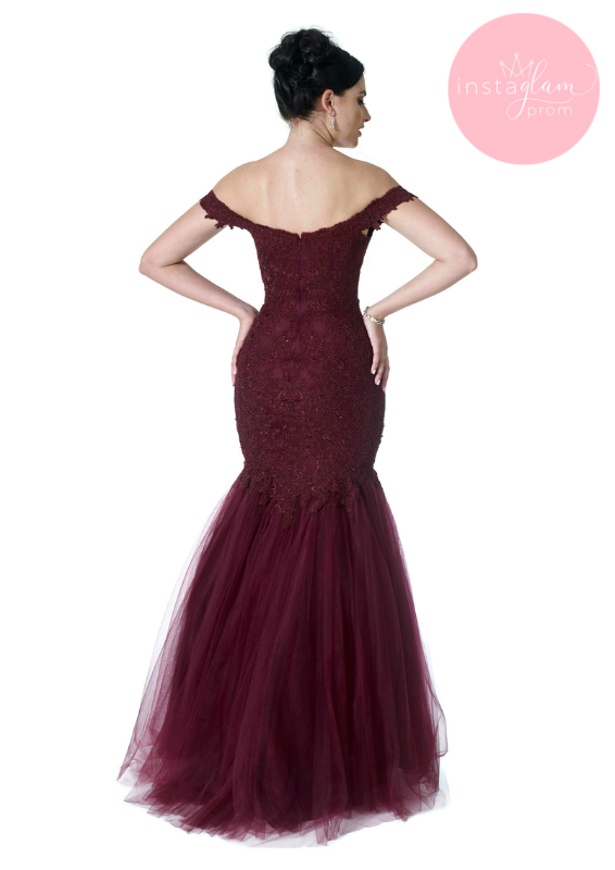 Wine fishtail prom/ evening dress -style AF18324