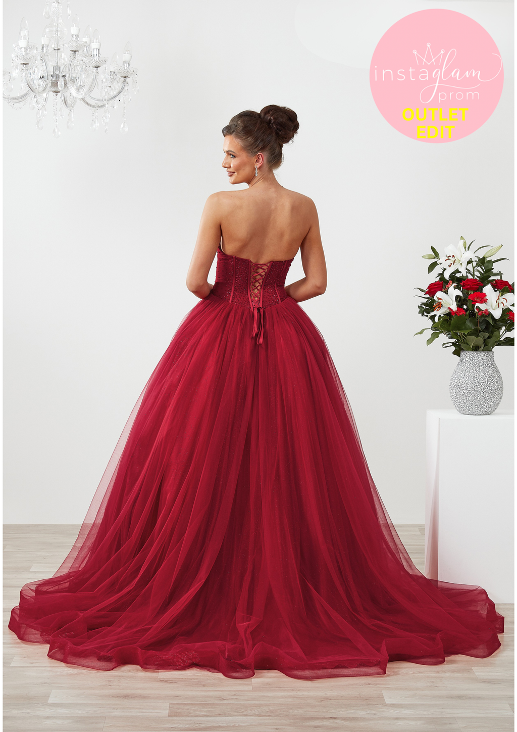 Ballgown strapless Prom dress with boned bodice and beaded detail- Style AF6656