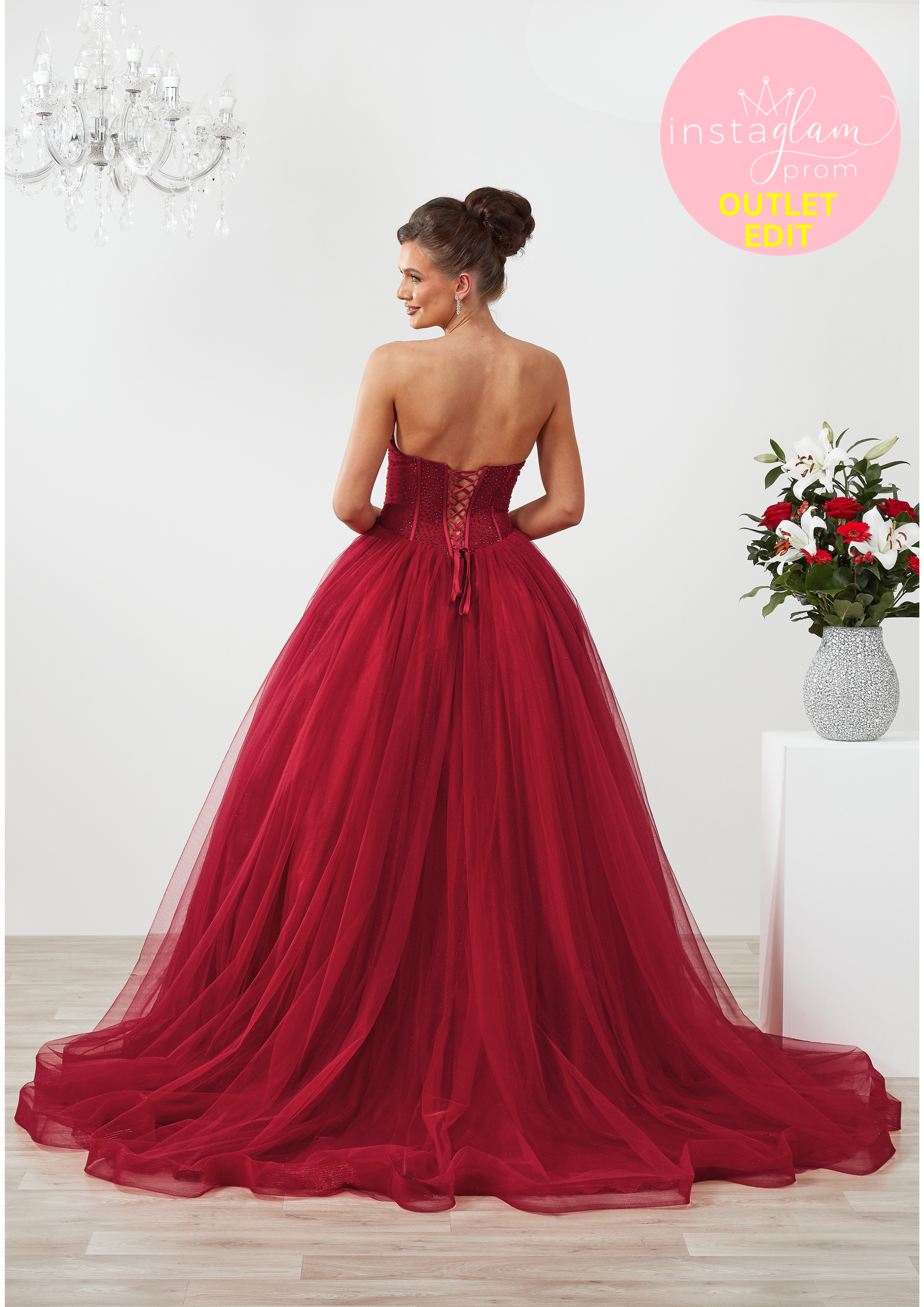 Ballgown strapless Prom dress with boned bodice and beaded detail- Style AF6656