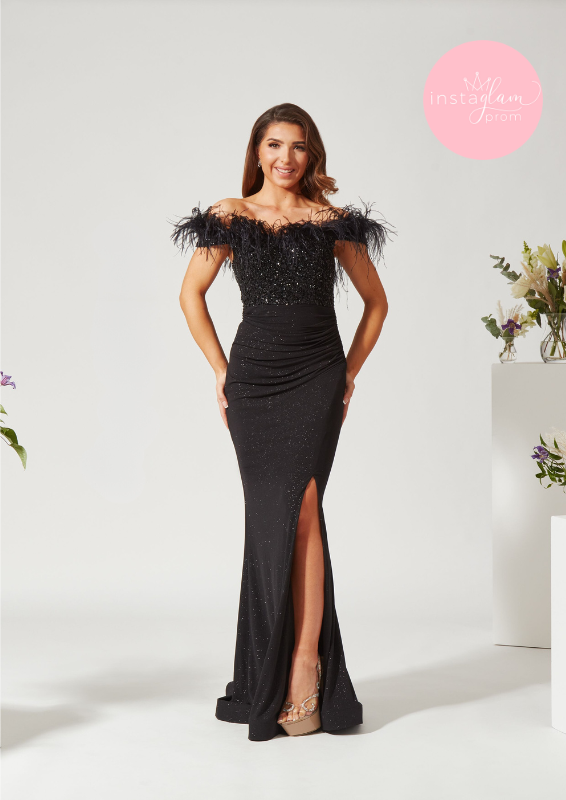 Glitter fabric off the shoulder prom/ evening dress -style AF4327