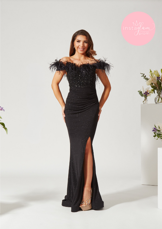 Glitter fabric off the shoulder prom/ evening dress -style AF4327