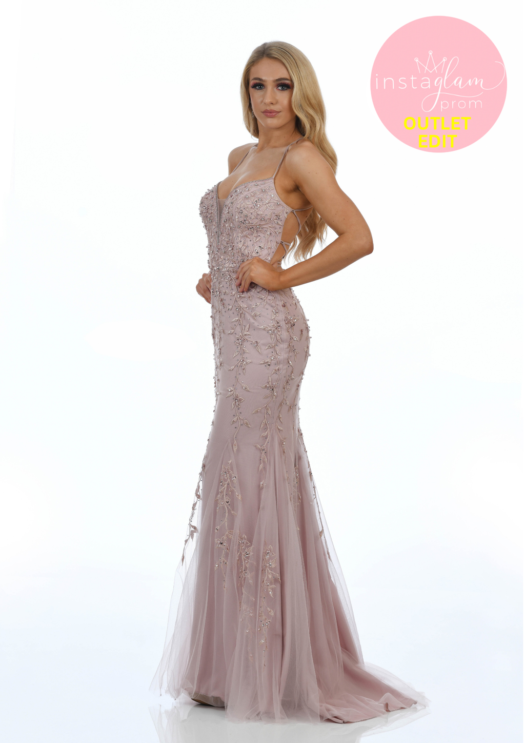 Rose / Sand fitted fishtail prom / evening dress -style AF20441