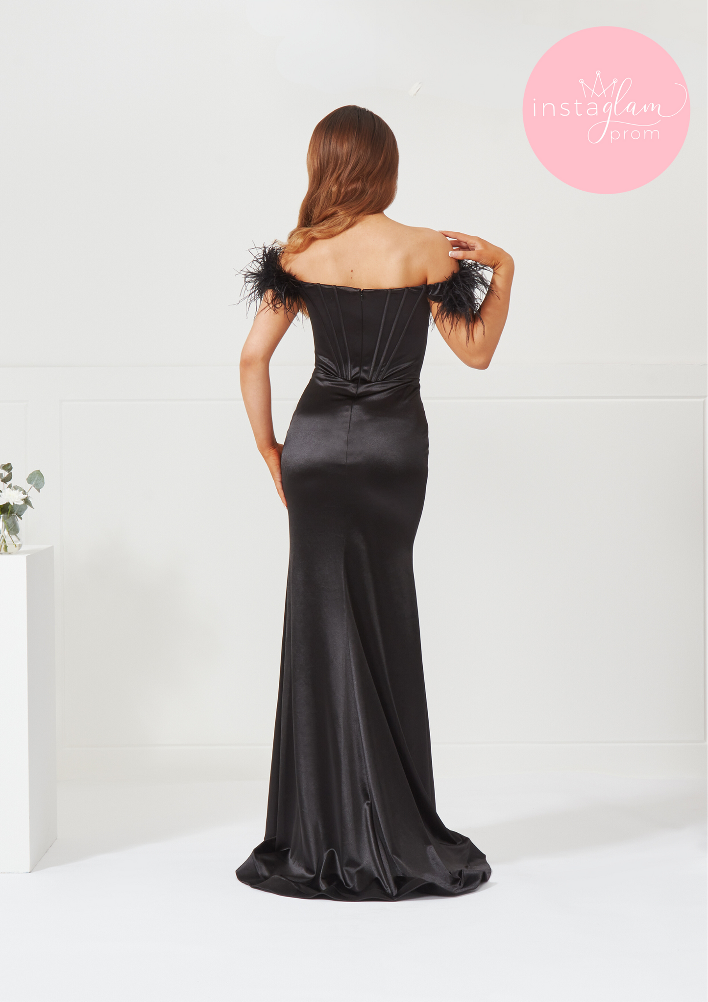 Satin off the shoulder full length prom/ evening dress-style AF3308