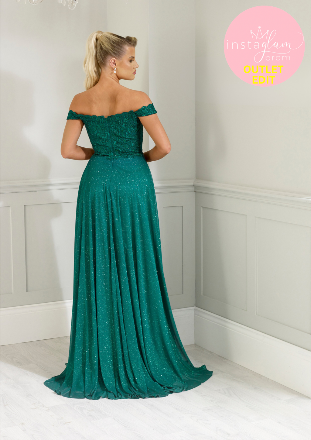 Off the shoulder aline with high back and leg slit -style AF9844