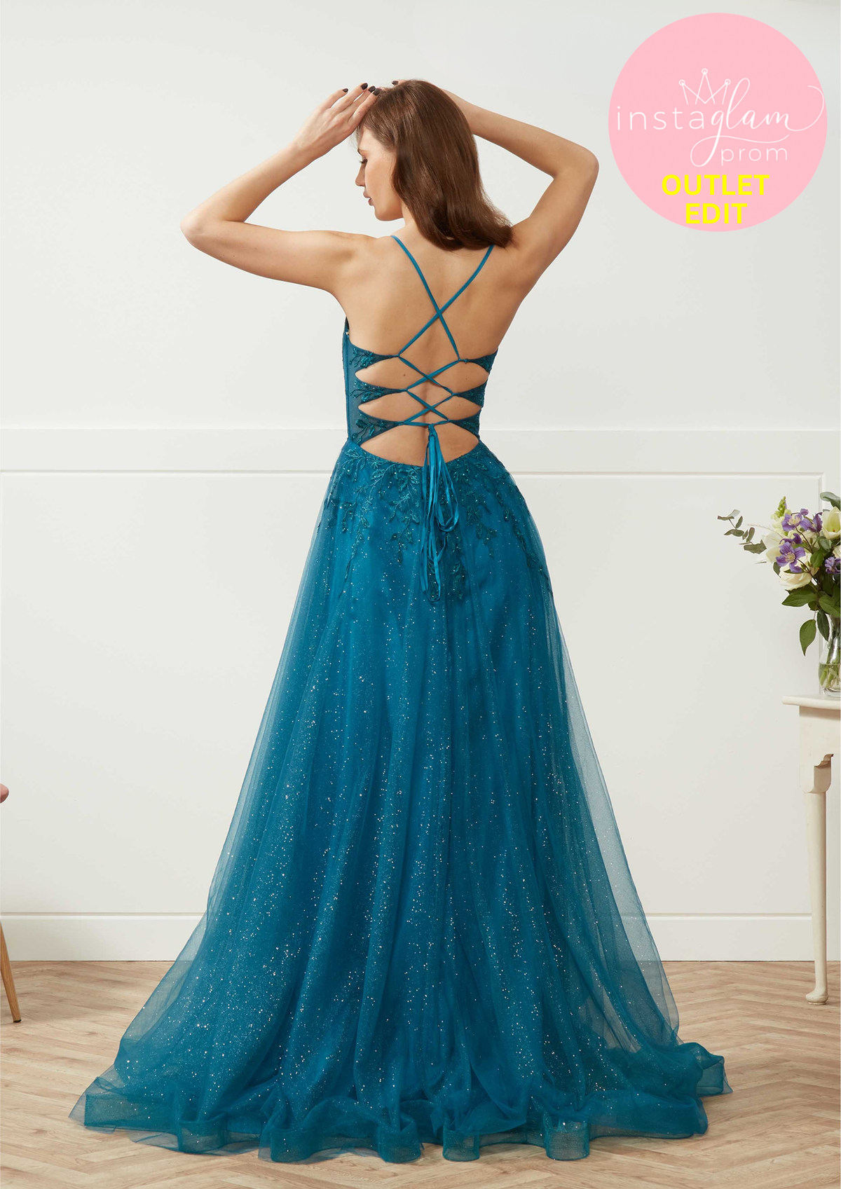 A-Line Tulle Prom Dress with Corset Back and Leg Split -AF42208