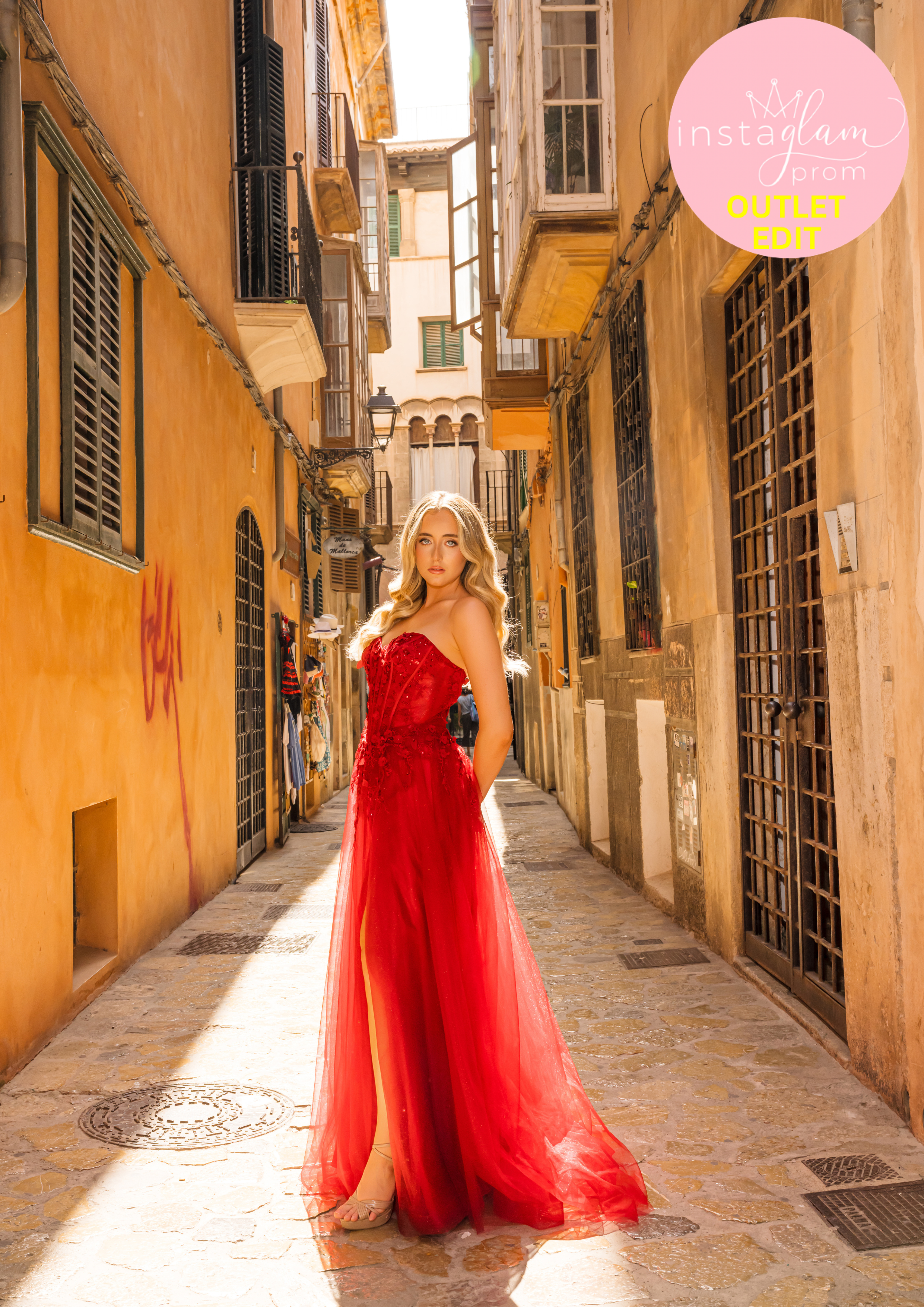 Aline prom / evening dress with boned sheer bodice, flower embellishments and leg split - Style AF6409