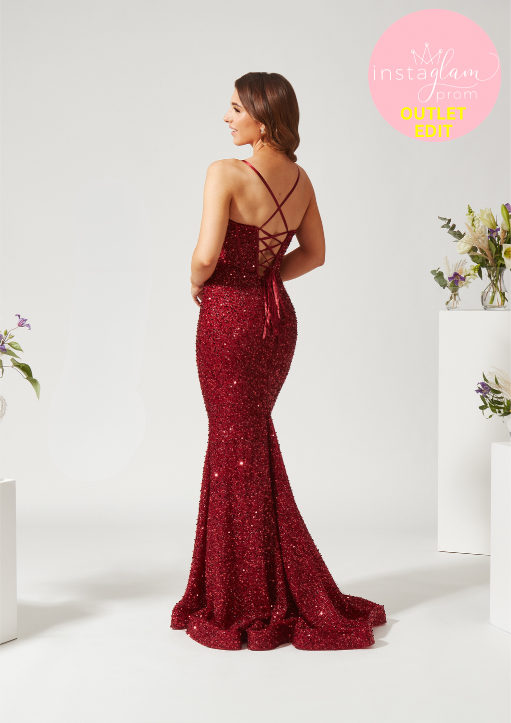 Fitted sequinned Prom/ evening dress corset back- Style AF4328