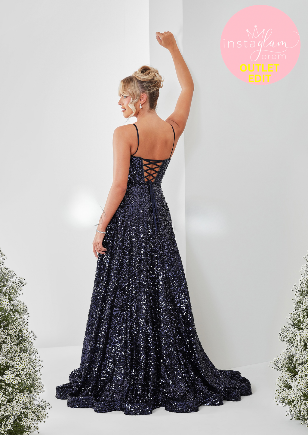 Aline sequin prom / evening dress with boned &nbsp;bodice and corset back- Style AF5319