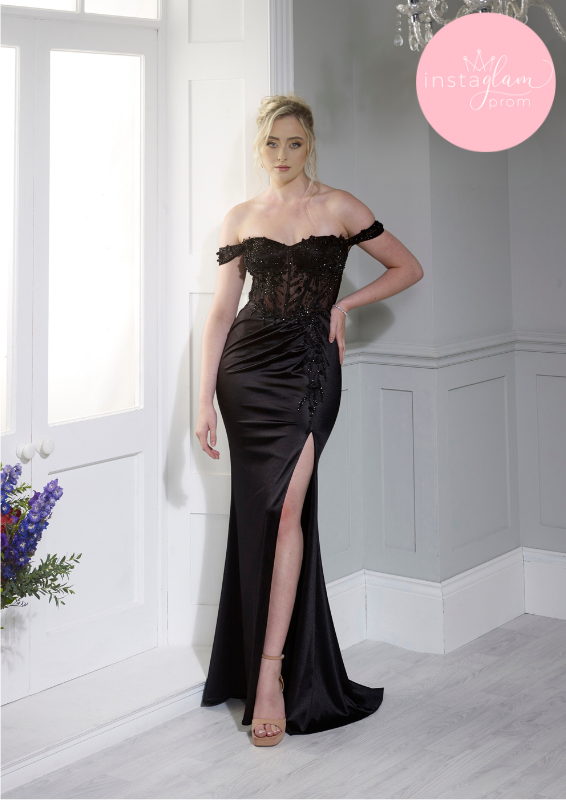 Off the shoulder fitted prom/ evening dress- style AF3444