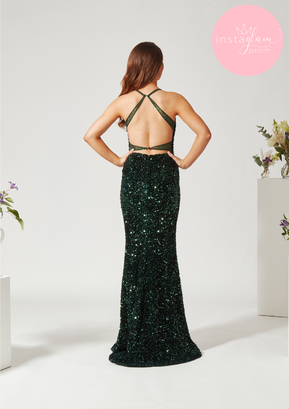 Sequin fitted prom/ evening dress - style AF3313