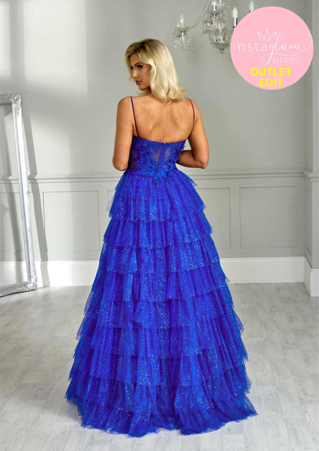 Aline Prom dress with tiered skirt boned sheer bodice and leg split- Style AF1644