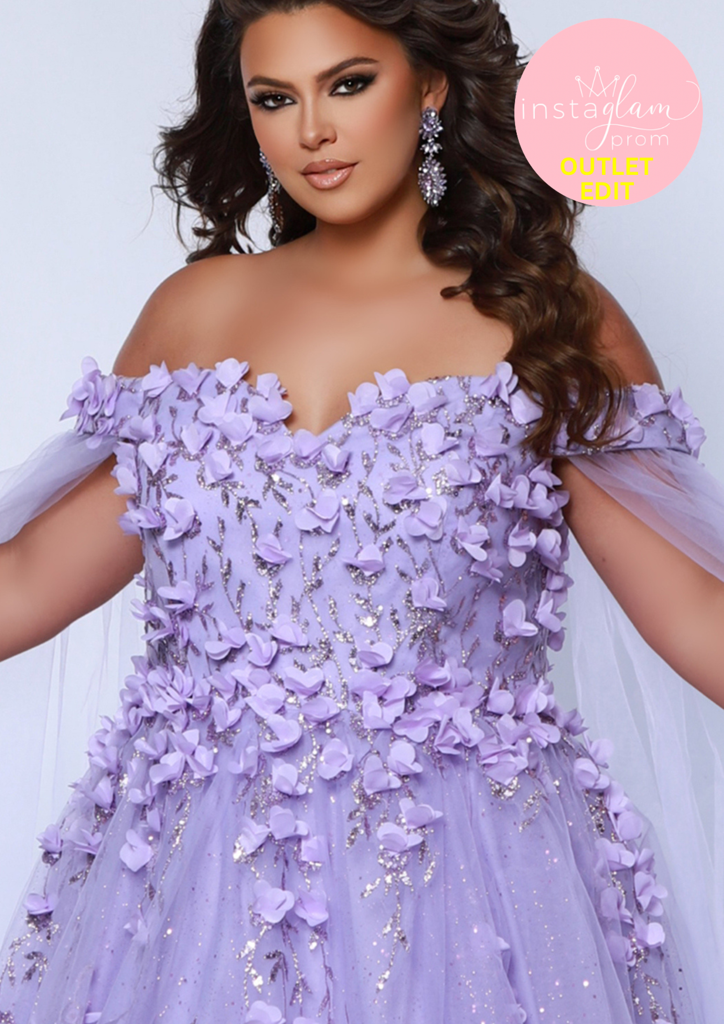 Off the shoulder plus size prom / evening dress