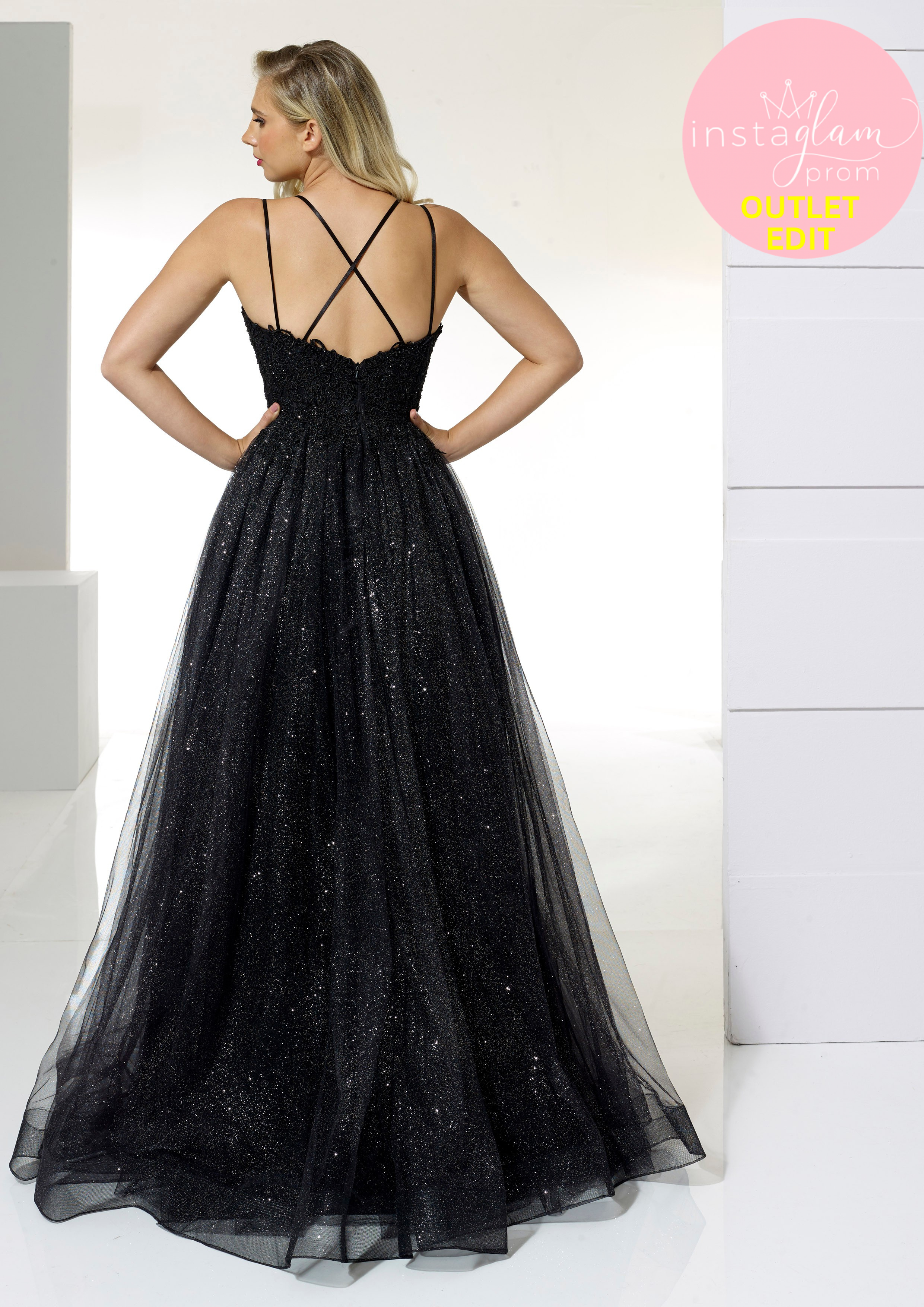 Ball gown Prom/ evening dress with glitter skirt and lace bodice- Style AF22213